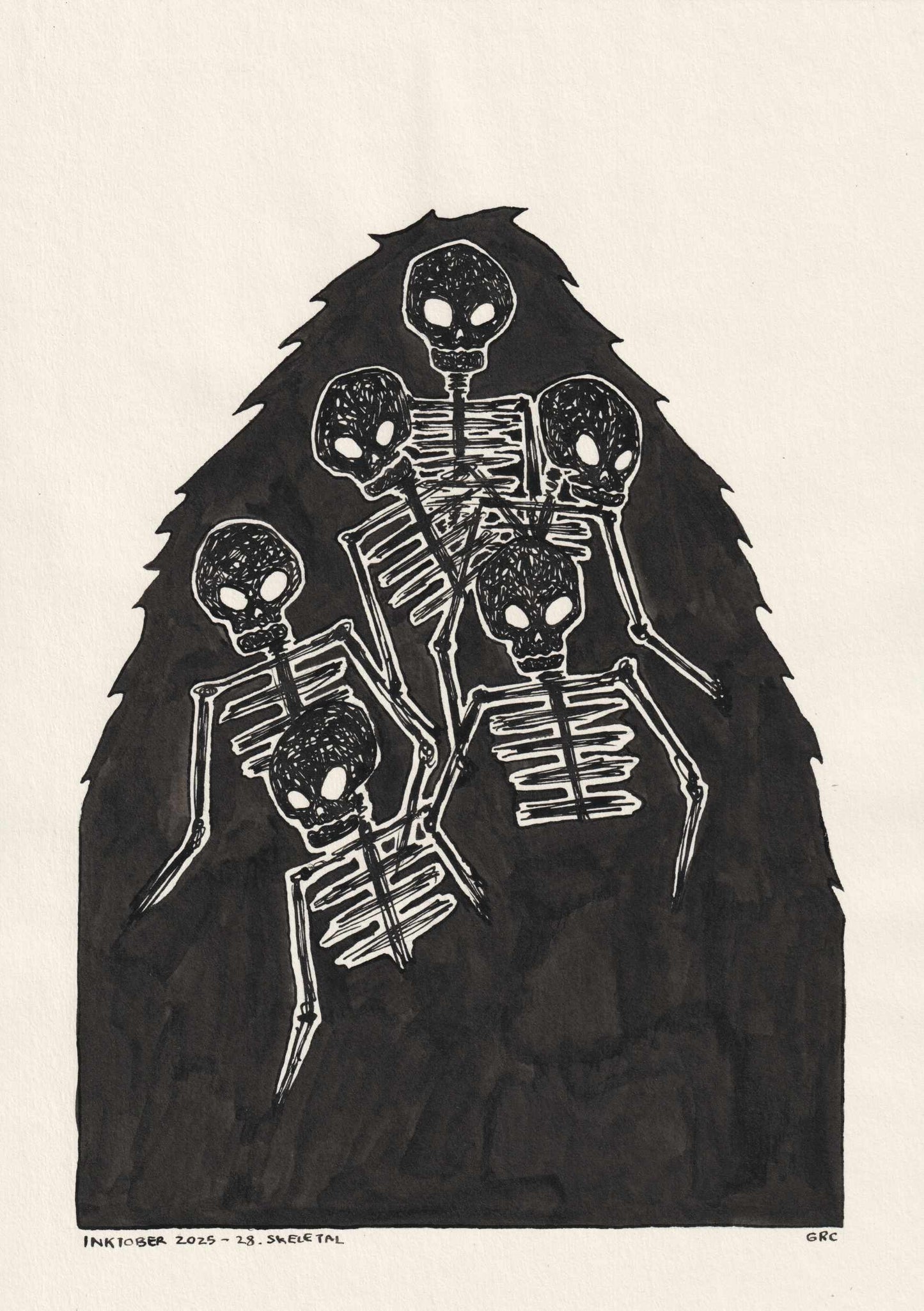 Ilustración Inktober 2025 SKELETAL (Original)
