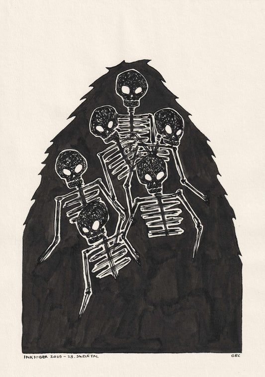 Ilustración Inktober 2025 SKELETAL (Original)