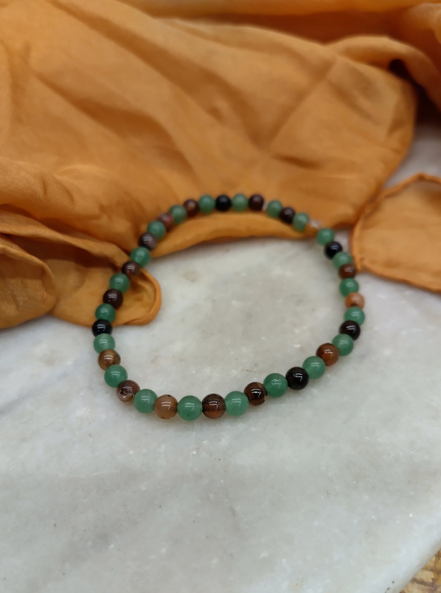 Pulsera piedra verde y marrón