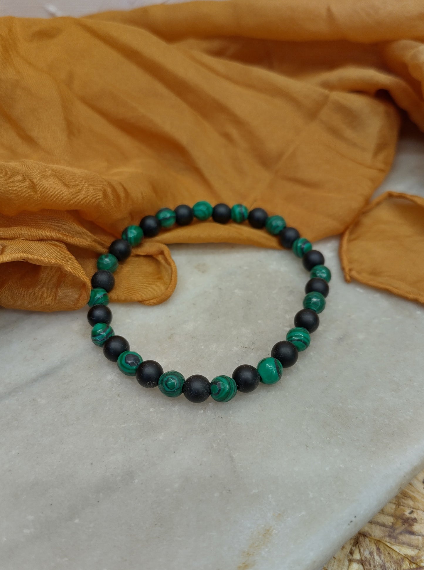 Pulsera malaquita y onix mate