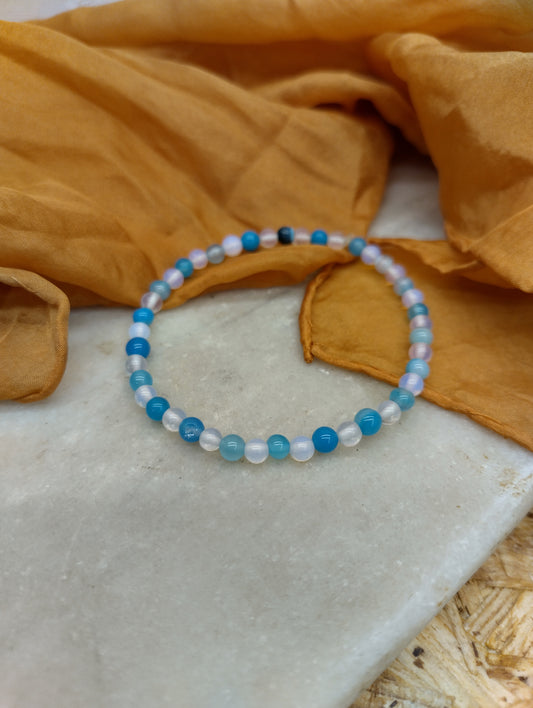 Pulsera de piedra luna y piedra azul