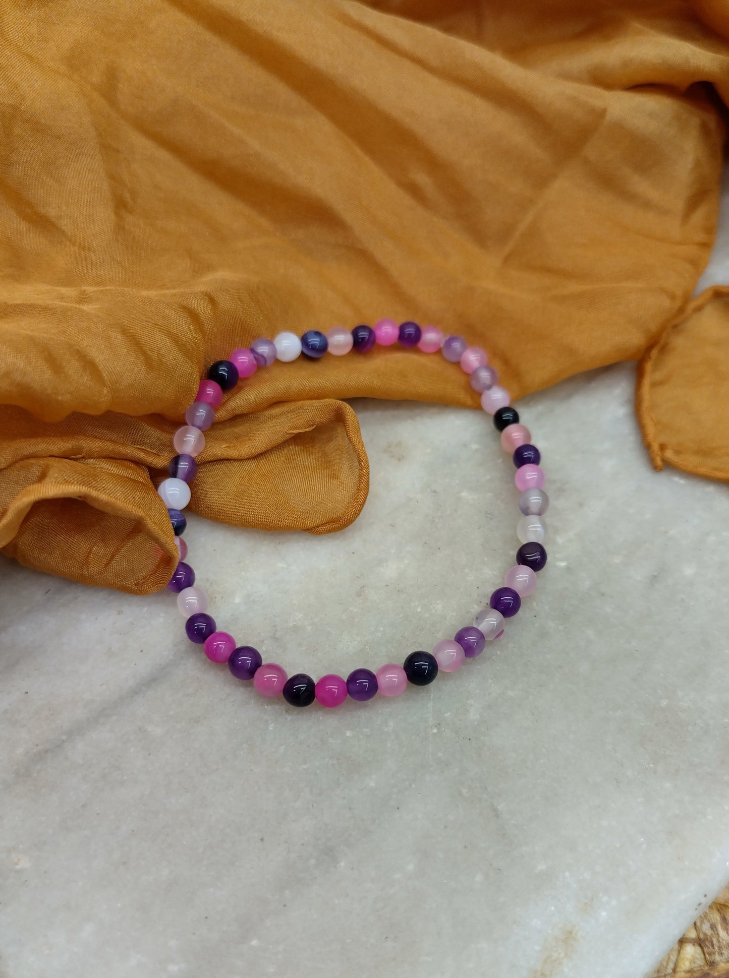 Pulsera piedra rosa y morada