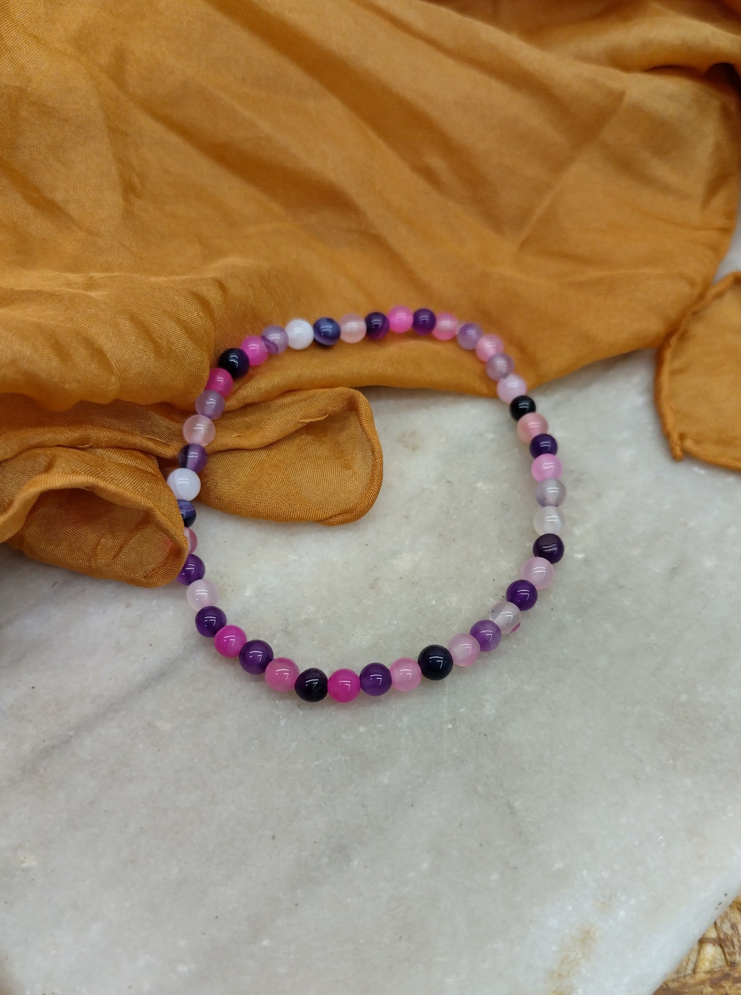 Pulsera piedra rosa y morada